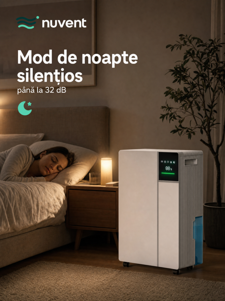NuVent NV-Y11 în dormitor, noaptea: mod Somn, până la 32 dB